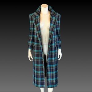 70s Vintage Tartan Duster Preppy Minimalist Coat / S
